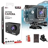 SJCAM SJ4000 Action Cam 4K30fps WiFi Kamera,40MP Ultra HD 170°FOV mit EIS Bildstabilisierung,Unterwasserkamera 30m/98ft Wasserdicht Kamera mit 2 Akkus, 32G SD Karte und Helmhalterung Zubehö