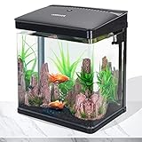 Nobleza - Nano-Fischtank-Aquarium mit LED-Leuchten & Filtersystem, tropischeAquarien, 14 Liter, Schw
