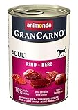 animonda Gran Carno adult Hundefutter, Nassfutter für erwachsene Hunde, Rind + Herz, 6 x 400 g