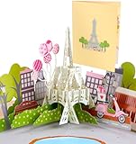 Liebessa 3D Karte Paris Eiffelturm - Pop Up Grußkarte, Reise nach Frankreich, Geschenkkarte, Gutschein, Reisgutschein (SCHÖNES PARIS)