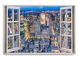 Paul Sinus Wandbild 120x80cm Fensterbild Großstadt Hochhäuser Skyline Blau S