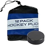 TronX Offizieller Eishockey-Pucks – 170 g schwarzer Puck – Größe und Gewicht mit Netz-Tragetasche, ideal für Schläger-Handhabung und Trainingsübungen (schwarz, 12er-Pack)