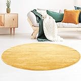 Taracarpet Kurzflor-Designer Uni Teppich extra weich fürs Wohnzimmer, Schlafzimmer, Esszimmer oder Kinderzimmer Gala gelb 250x250