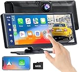 Lamto Wireless CarPlay & Android Auto Stereo Empfänger mit 2,5K Dashcam Vorne, 9,26 Zoll Tragbares Autoradio Kabelloses Carplay mit Bluetooth 5.0/Siri/FM/Google/GPS/Mirror-Link/AUX/64G SD