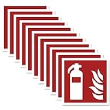 11 x Feuerlöscher Aufkleber (10x10 cm) - Selbstklebend - Alternative zum Feuerlöscher Schild - Brandschutzzeichen nach ISO - UV-Schutz für Innen und Außen - Geschlitzte Rück