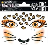 HERMA 15303 Face Art Sticker - Leopard, dermatologisch getestet, ablösbare Gesicht Aufkleber, Temporäre Tattoos, Glitzer Face Paint für Fasching, Karneval, Halloween, Kinder und Erwachsene, b