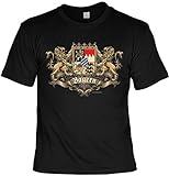 Wiesn Shirt für Männer - Löwen Wappen Bayern - Herren Shirts schwarz lustiges Geschenk-Set Bedruckt mit Urk