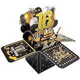 YiKaLus Pop-Up-Karte zum 16. Geburtstag für Mädchen und Jungen, lustige Geschenke für Tochter und Nichte, süße 3D-Grußkarte zum 16. Geburtstag, einzigartige Geschenkidee zum 16. Geburtstag fü
