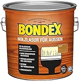 Bondex Holzlasur für Außen Eiche 2,5 L für 32 m² | Hoher Wetter- und UV-Schutz | Natürliches Abwittern - kein Abplatzen | seidenmatt | Holzschutzlasur | H
