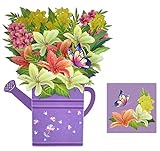 ABSOFINE Blumen Geburtstagskarte Frau, 3D Lila Lilienblüten Gute Besserung für Frau, Mutter & Freundin Geburtstag Muttertag Geschenk