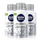 NIVEA MEN Gesichtspflege & Bartpflege 3 Tage (3 x 125 ml) beruhigende Anti-Juckreiz Pflege für empfindliche Haut, Weichspüler für 3-Tage-B