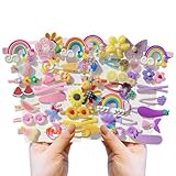 Youery 56 Stück Mädchen Haarspangen, süße Haarspangen für Mädchen Kinder, Haarclips in Bonbonfarbe, Cartoon Kleine Haarspangen, Blumen, Früchte, Bunt, Regenbogen, Süßigkeiten, Mädchen Haarschmuck