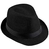 KYEYGWO Fedora-Hut Mode Filz Gangster Hüte für Mann und Frau, Trilby Snap breiter Krempe Vintage Style Dress H
