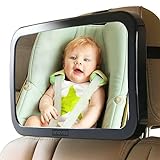 Enovoe Baby-Autospiegel - Bruchsicherer, verstellbarer Rückspiegel für rückwärtsgerichtete Autokindersitze - 360° drehbarer Spiegel für die Rücksitzbank