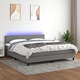 HOMEELIKE Boxspringbett mit Matratze & LED Dunkelgrau 180x200 cm S