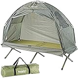 Semptec Urban Survival Technology Campingliege: 2in1-Zelt mit Alu-Feldbett, 1200 mm Wassersäule, 193 x 78 x 160 cm (Zeltliege, Zelt Mit Liege, wasserdichte Taschen)
