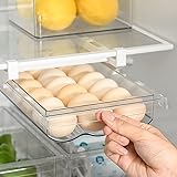 FARYODI Schubladen Eierhalter mit Schieber und Griff für Eierregal Kühlschrank,Kühlschrank Eier Organizer,Kühlschrank-Platzsparer,fasst 18 Eier (Eier-Organizer)