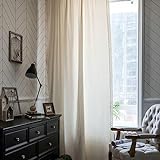 Epinki Schlafzimmer Vorhänge Modern Ösen 150x160cm(BxH), Einfarbig mit Spitze Weiß Verdunkelungsvorhang Kinderzimmer Junge aus Baumwolle Leinen, Dekoschal Fensterschal für S