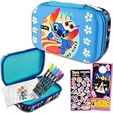Disney Stitch Kosmetiktasche – Lilo & Stitch Reiseetui-Set enthält Stitch Make-up-Tasche plus Gelstifte, Aufkleber und Türaufhänger | Stichzubehör für Mädchen, Make-up-Tasche mit Nähten, Sonic T