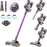 Suafsu Akku Staubsauger Kabellos 45000Pa 550W Akkusauger - Bis zu 65 Min Laufzeit mit LED Display und Anti Tangle Bürste Für Tierhaare Hartböden Tepp