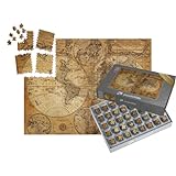 puzzleYOU: SMART Sorted® | Puzzle 1000 Teile leicht gemacht „Alte Weltkarte aus dem Jahr 1746, vergilbtes Papier“ – aus der Puzzle-Kollektion Vintag