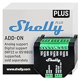 Shelly Plus Add-On, Smart Home Schnittstelle Plus Relais, Digitale Steuerung via WLAN & App, WiFi Hausautomation, 3,3V, Anwendbar für DS18B20- & DHT22-S