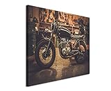 Unique Fotoleinwand 120x80cm Kunstbilder – Vintage Motorrad in der Garag