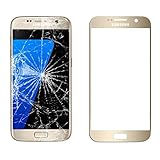 MovTEK Frontglas für Samsung Galaxy S7 G930 Serie Displayglas Ersatz Glas Reparatur Set mit Werkzeug (Gold)
