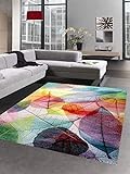 CARPETIA Teppich modern Designerteppich Blätter Laub bunt Größe 80x150