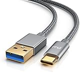CSL - USB C Kabel - USB Typ C auf USB 3.0 Typ A - 2 Meter - Datenkabel - Ladekabel - Nylonmantel - 3-Fach geschirmt - bidirektional - kompatibel mit Apple Samsung LG Sony Huawei Xiaomi MS S