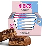 NICKS Low carb Protein Riegel Brownie | 15g Eiweiß | 188 Kalorien | Keto Proteinriegel Schokolade Snacks ohne Zuckerzusatz Glutenfrei (12 Eiweißriegel x 50g)