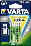 VARTA Batterien AA, wiederaufladbar, 2 Stück, Recharge Accu Phone, Akku, 1600 mAh Ni-MH, sofort einsatzbereit, geeignet für schnurlose T