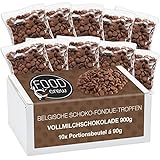 FOOD crew 900g belgische Schokolade für Fondue Vollmilch - Schokolade für Schokobrunnen – Schoko Kuvertüre Drops - 10 Portionsbeutel einzeln verpackt – Vollmilch Kuvertü