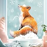 Wandtattoo Loft Fensterbild Weihnachten Winter Motiv Fuchs im Schnee wiederverwendbarer Fensteraufkleber/ 1. A4 Bog