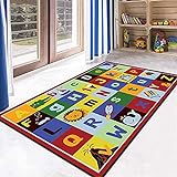 OOCCO Kinderbereichsteppiche, pädagogische Tierspielmatten für Babys – Alphabet ABC, Rutschfester Teppich für Kinder, Krabbelteppiche, Bodenmatte für Spielplatz, Kinderzimmer, Schlafzimmer, Sp