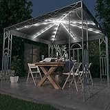 Camerina Pavillon mit LED-Lichterkette 300x300 cm Anthrazit Pop Up Pavillon Wasserdicht Stabil W