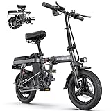 ENGWE T14 E-Bike Elektrofahrrad Klapprad, 14-Zoll Citybike mit LED-Display, 48 V/10.2 Ah Akku Reichweite bis zu 50km, 25Km/h Falt-Pedelec mit Stoßdämpfer für Teenager Erwachsene (Grau)