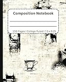 Vintage Composition Notebook (College Ruled). 7.25 x 9.25 in. 100 Lined Pages. Great for School or Home and All Your Note-Taking or Doodling N