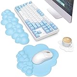 MANBASNAKE Cloud Mauspad, Handgelenkstütze, Tastatur-Handgelenkauflage, Set mit ergonomischem Memory-Schaum, rutschfeste Unterseite, Wolken-Untersetzer für Zuhause, Büro, Laptop, Desktop-Computer,