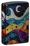 Zippo Sturmfeuerzeug - Abstract Space Design - 540 Fusion 540 Tumbled Chrome - Nachfüllbar - Wiederverwendbar - Windfestes Design - Geschenkbox - Made in US