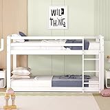 Etagenbett 90x200cm, für Kinder und Jugendliche, Kinderbett, Rahmen aus massiver Kiefer, einfach zu montieren (Weiß)