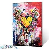 Tucocoo Graffiti Banksy Malen nach Zahlen Kits 16x20 Zoll Leinwand, DIY Digitales Ölgemälde für Erwachsene mit Pinseln und Acrylpigment, Love Pop Art Regenbogen Bild für Wohnkultur (ohne Rahmen)