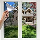 Spiegelfolie Selbstklebend Reflektierende Fensterfolie Sonnenschutzfolie Sichtschutzfolie UV-Schutz Wärmeisolierung Fenster für Büro und Haus, Silber (Silber, 90 * 400)