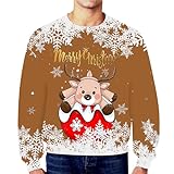 Weihnachtspullover Weihnachten Lustiges Sweatshirt Langarm T-Shirt Herren Lustig Santa Weihnachtsmann lustig Rundhals-Pullover Unisex Feinstrick Strickpullover Ugly Sweater Kapuzenp