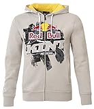 Kini Red Bull Collage Hoodie – Sportliche Kapuzenjacke mit Zipper, Herren, Sweatshirt-Jacke mit Printmotiv, Langarm, Freizeit, 70% Baumwolle – Grey (Gr. L)