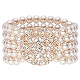 BABEYOND 1920s Armband Perlen Damen Gatsby Kostüm Zubehör Blinkende Kristall Armreif 20er Jahre Accessoires für Damen (Stil 2-Rose Gold)