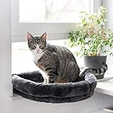 CanadianCat Company | LOVESEAT Katzen Fensterliege - Hängebett für Katzen mit weicher Polsterung für die Fensterbank - einfache Befestigung | anthrazit | 55 x 47 x 7