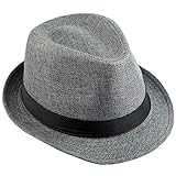 KYEYGWO Fedora-Hut Mode Filz Gangster Hüte für Mann und Frau, Trilby Snap breiter Krempe Vintage Style Dress H