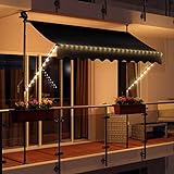 Swing & Harmonie Markise mit LED Beleuchtung - Gelenkarmmarkise - Sonnenschutz - Markisenabdeckung - Klemmmarkise für Balkon und Garten (300x150, anthrazit)