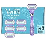 Gillette Venus Deluxe Smooth Swirl Rasierer Damen, Damenrasierer + 6 Rasierklingen mit 5-fach Kling